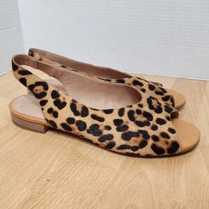 Madewell Calf Hair Leopard Tavi Slingback Peep Toe Sandals Shoes Size 10